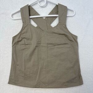 Reistor Tank Top Extra Small Ecru Poplin Square Crossback Cotton Minimalist